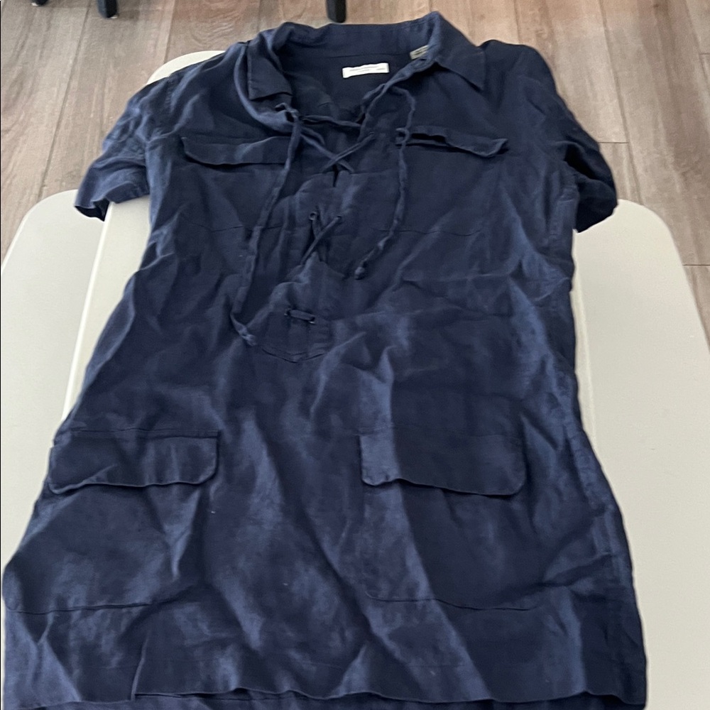 Equipment Navy Short-Sleeve Shirt Dress